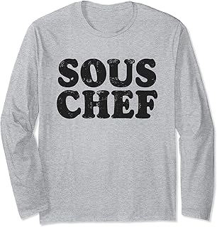 Sous Chef Hat Funny Men Women Cook Cooking Assistant Vintage Manga Larga