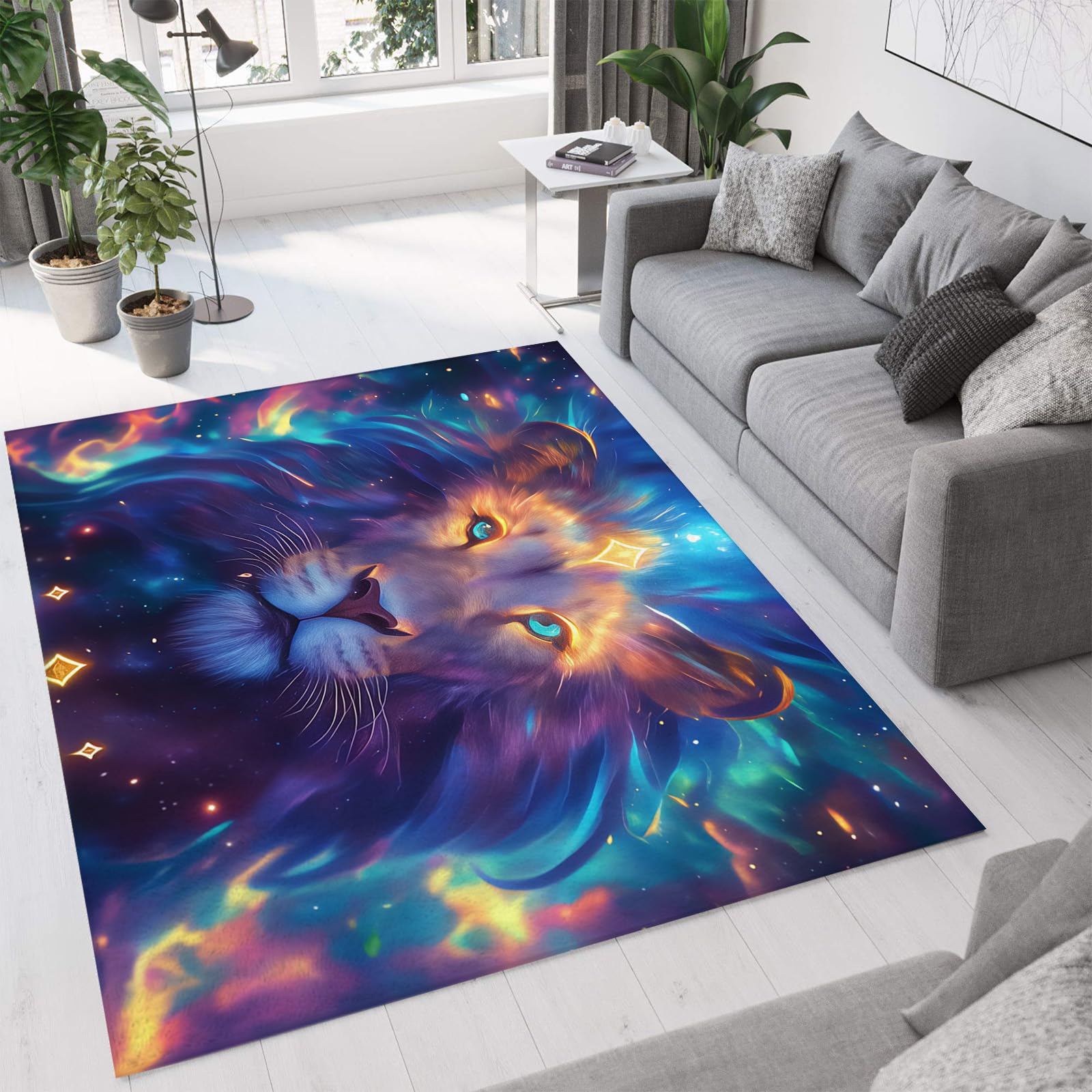 Tapis bleu galaxie abstraite pour créer une ambiance moderne dans votre chambre ou bureau
