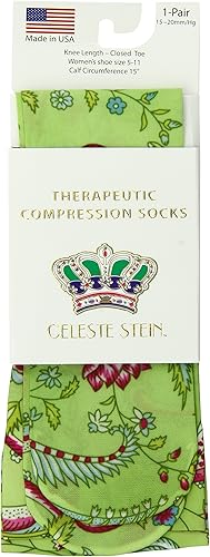 Celeste Stein Calcetines de compresión terapéutica, guisante dulce de lima, 15-20 mmHg, moderados