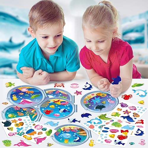 Miniatura 5 de WATINC Calcomanía de escena de animales marinos para manualidades, haz tu propio mundo de animales del océano bajo el mar, calcomanías de bricolaje