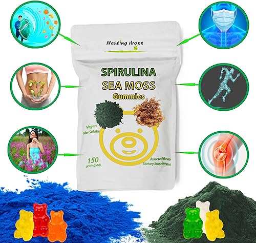 Miniatura 4 de Gomitas de espirulina - Gomitas de musgo marino, suplemento superalimenticio para el bienestar general, ositos de gomita de musgo marino de
