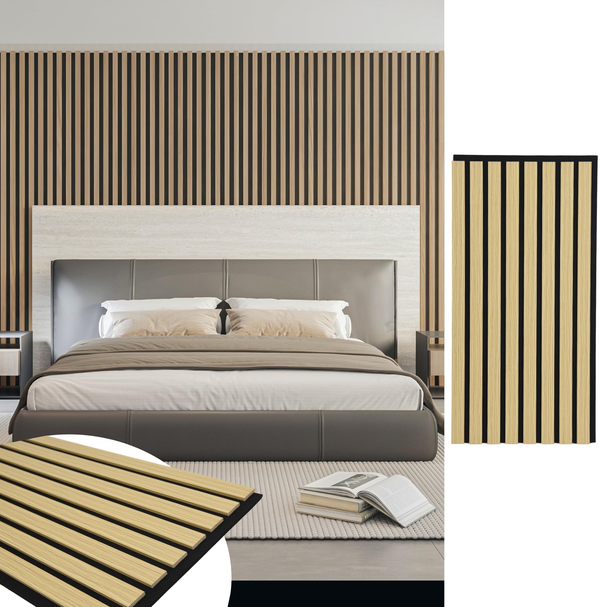 Art3d 20-Pack 12" x 24" Soundproof Wood Slat Panels, 40 sq.ft Acoustic Wall Panels, 3D Wall Panels with Wood Slat Design, Decorative Wood Wall Panel for Accent Walls-Oak