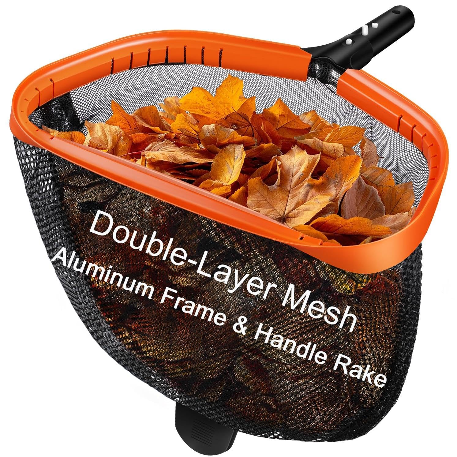 17.5" Pool Net, Pool Skimmer Net with Double-Layer Netting Bag, Aluminum Frame, Deep Nylon Net, Large Capacity Pool Cleaning Net, Leaf Skimmer Rake Net for Above Ground & In-ground Pools (No Pole)