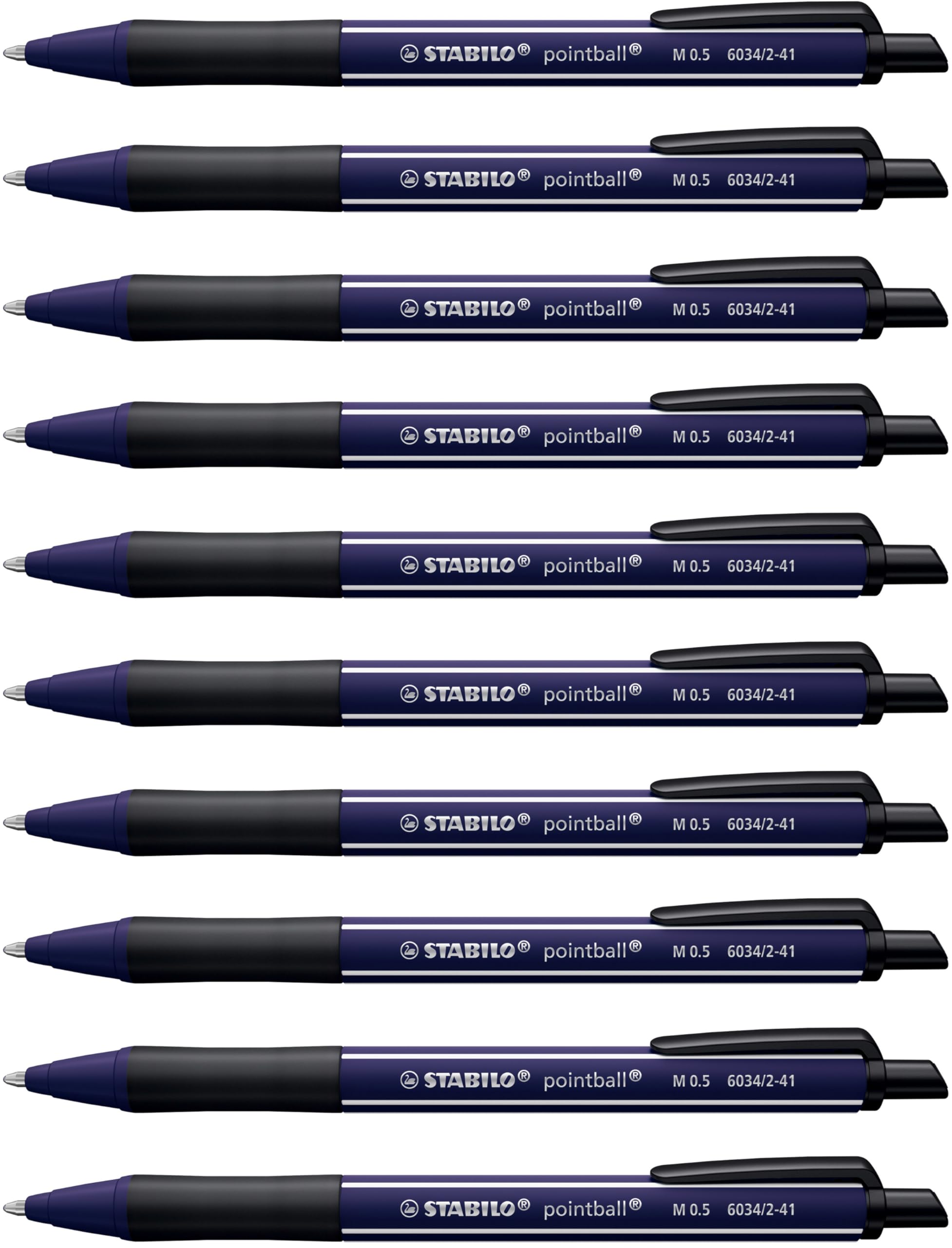 STABILO pointball NatureCOLORS Wildflower - Ballpoint Pen - Pack of 10 - Prussian Blue with Blue Ink