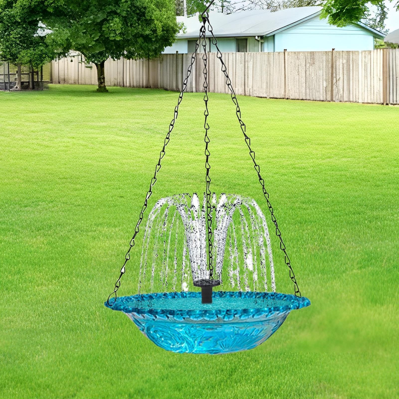Genérico Baño para pájaros para exterior | Fuente Solar colgante para pájaros, cuenco, fuente de agua para exteriores, jardín, Patio, decoración de césped