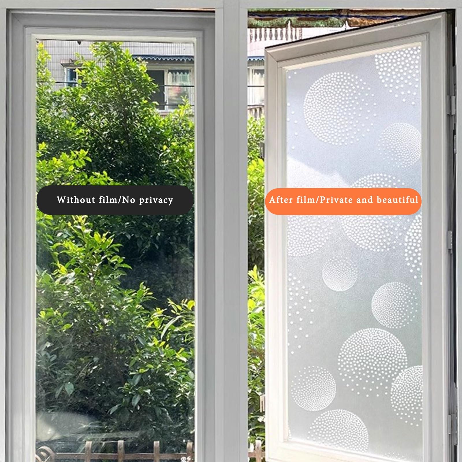 Fensterfolie mit Mustern Blickdicht Selbsthaftend Milchglasfolie Sichtschutzfolie Dekor Folie Statische Scheibenfolie Ohne Klebstoff Persönlichkeit Glasfolie für Küchen Bad kinderzimmer Balkon