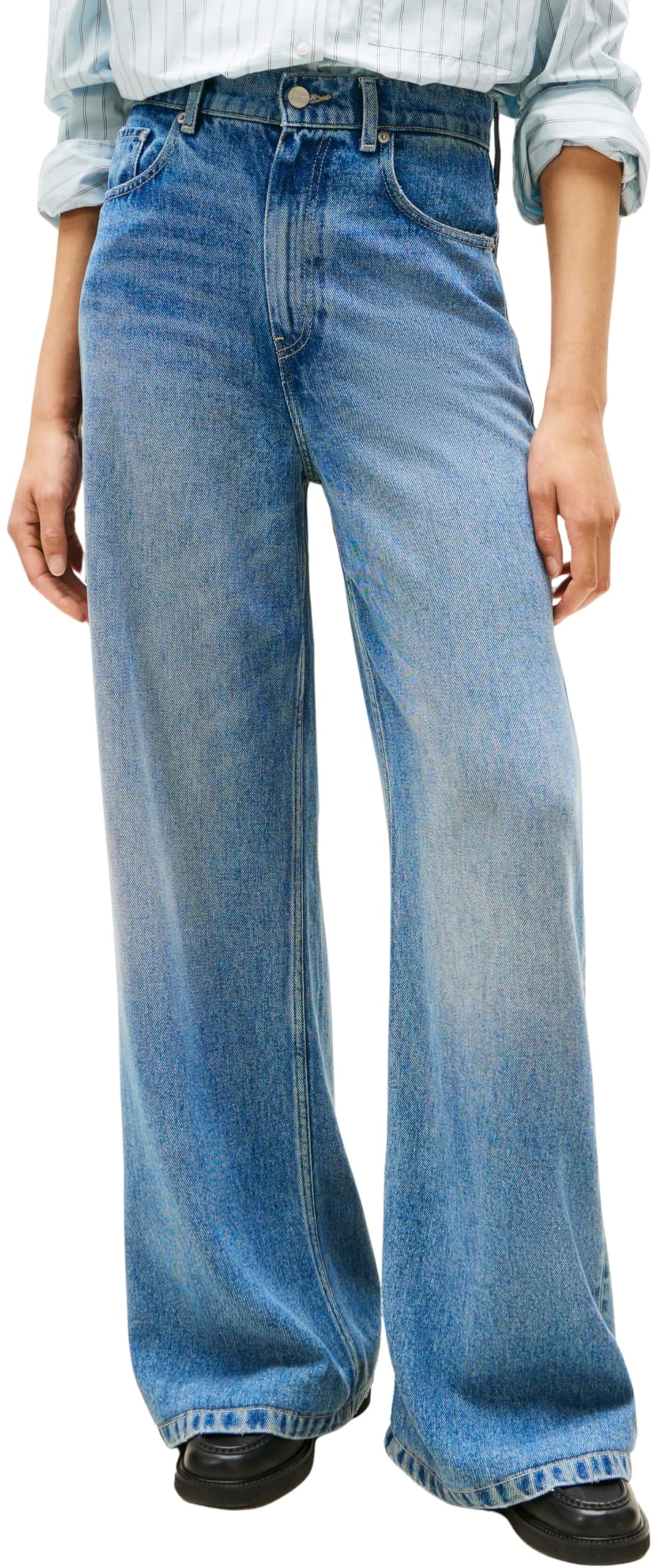 Tommy Hilfiger Vaqueros Mujer Lana Wide Leg talle alto, Azul (Lana), 30W/33L