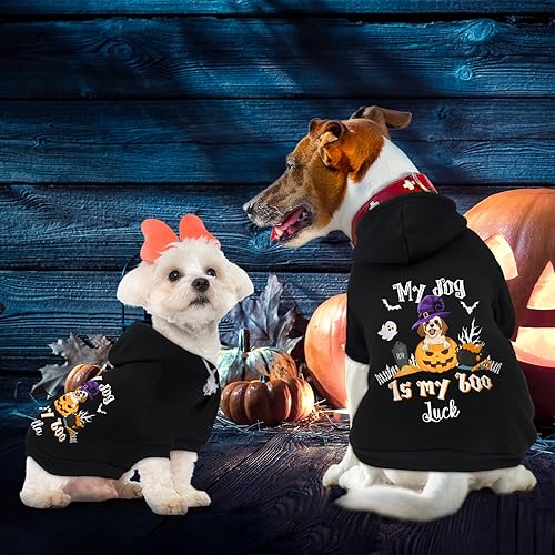Miniatura 5 de Atdesk Sudadera con capucha personalizada para perro de Halloween, sudadera con capucha para perro con nombre personalizado, sudadera con capucha