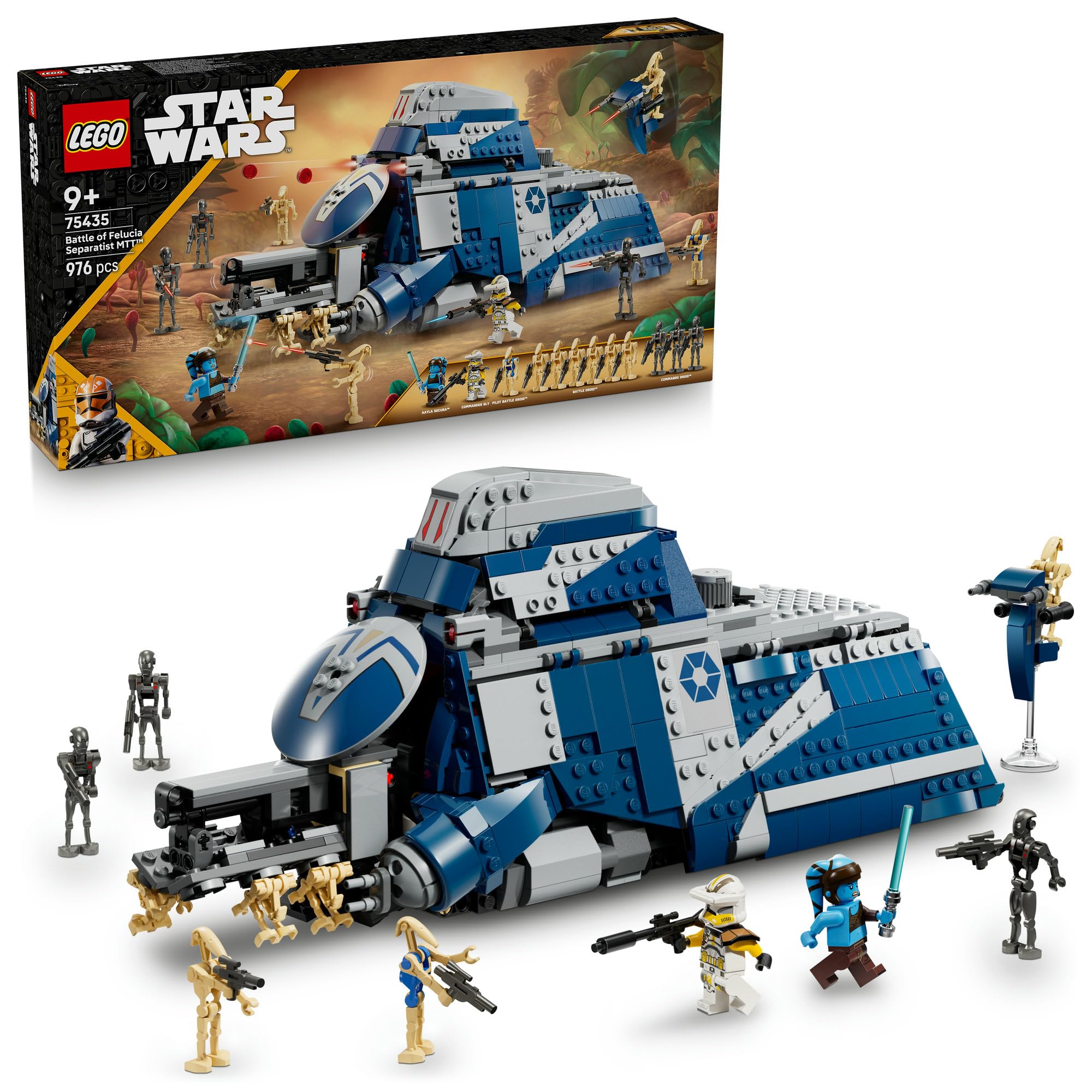 LEGO® Star Wars: The Clone Wars™ Battle of Felucia Separatist MTT™ 75435 Building Toy for Boys, Girls and Fans, Fun Toy, Play-and-Display Set for Kids, Buildable Vehicle Playset, Fantasy Decor