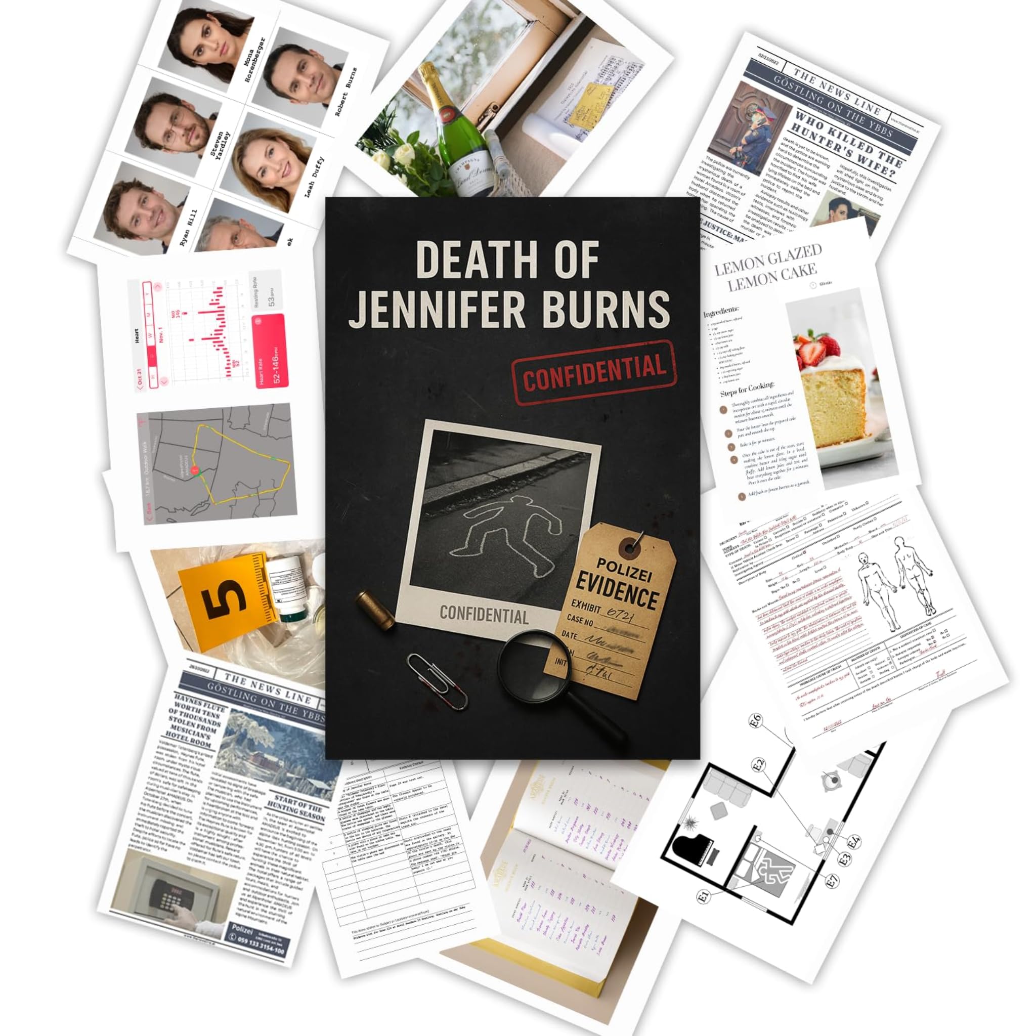 Murder Mystery Game – Case: Death of Jennifer Burns | Cold Case File Detective Board Game for Adults & Teens | True Crime Murder Mystery Kit with Evidence, Suspects, Clues & Crime-Solving Challenges-image-8