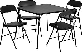 Madison 5-Piece Folding Card Table and Chairs Set, Portable Event Table and Chairs Set, Black