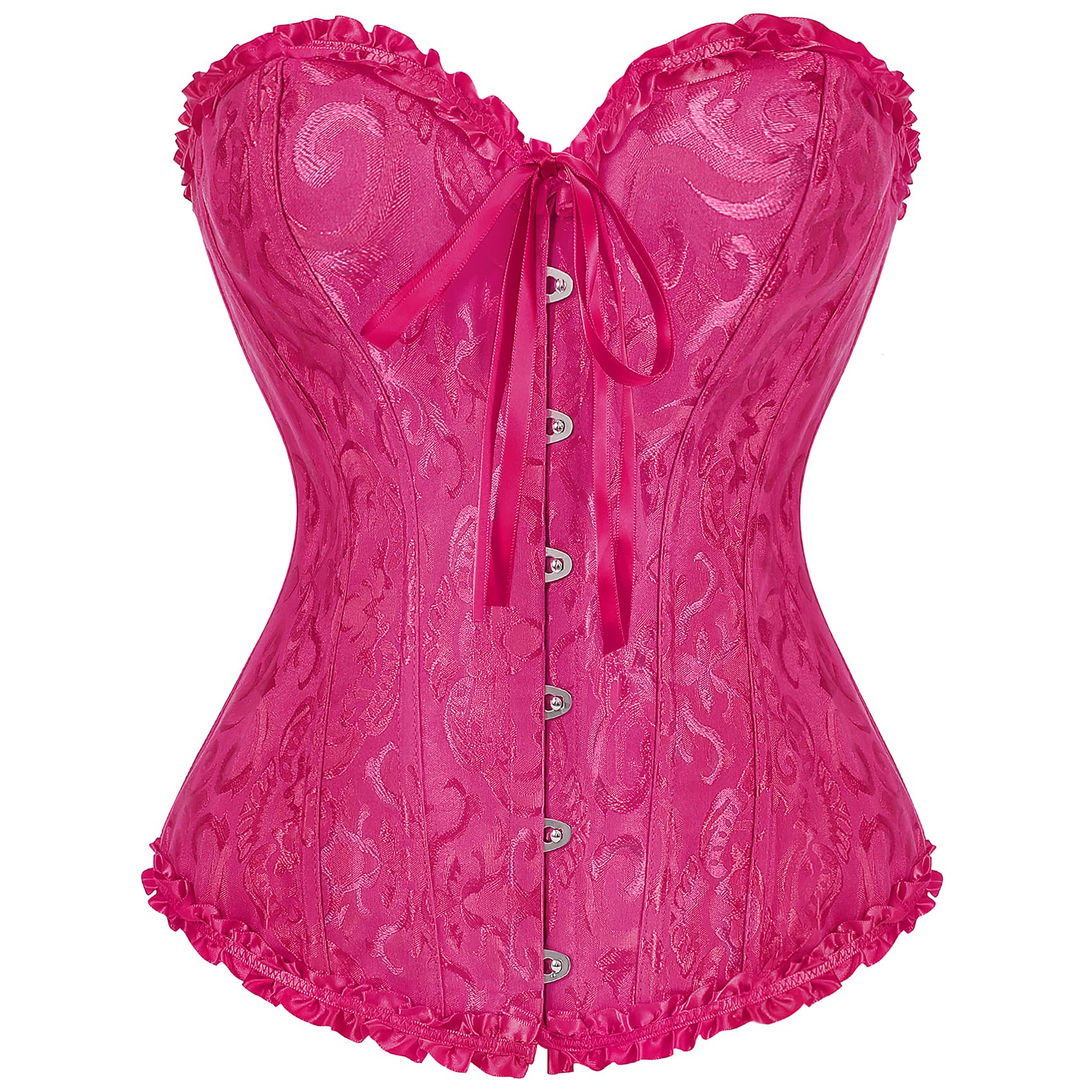 XZQTIVE Damen Bustier Korsett Spitze Up Boned Overbust Bustier Gothic Corsage Dessous Top