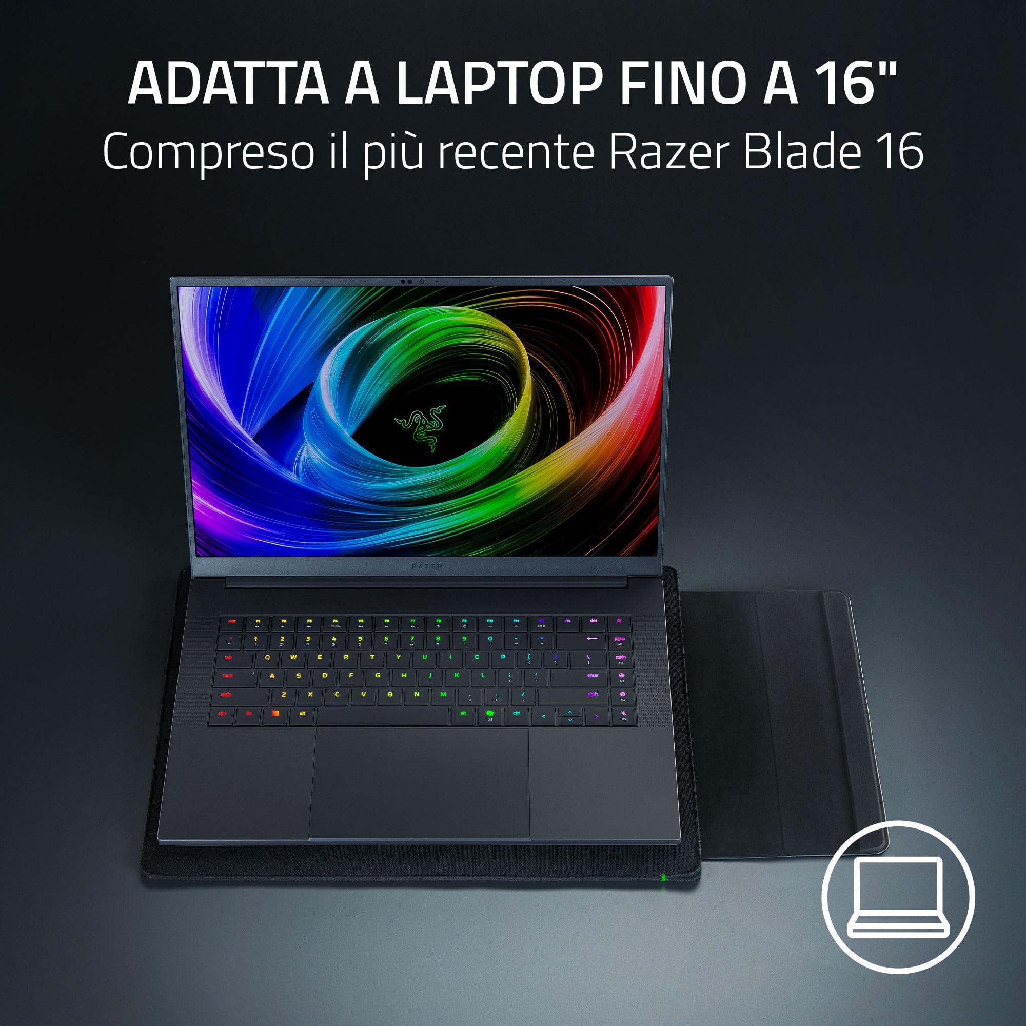 Razer Laptop Sleeve 16" - Custodia imbottita per laptop da 16 pollici - Profilo sottile con design elegante - Tessuto in poliestere resistente e leggero - Patta con chiusura magnetica | Nero