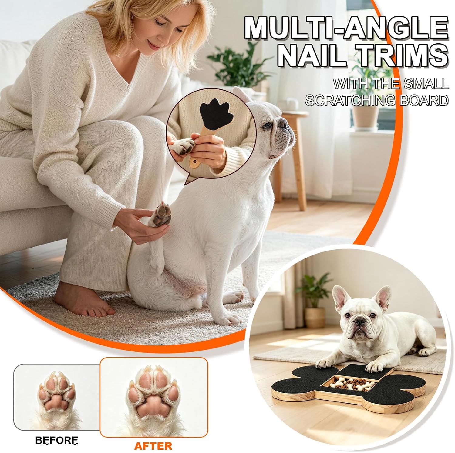 Dog Nail Scratch Board with Treat Drawer Stress Free Dog Nail Filing Pad | Alternative to Clippers for Front Paw Nails Interactive Training Tool Includes Extra Sandpaper and Hand Nail File