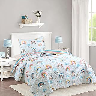MarCielo Kids Quilt Bedspread Set Throw Blanket for Teens Girls Boys Bedding Coverlet (Twin, Rainbow)