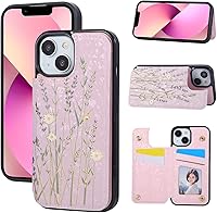 Vista 135 de UEEBAI Funda tipo cartera para iPhone 15 Pro Max con tarjetero, cubierta de cuero PU con soporte, bloqueo RFID, doble cierre magnético, relieve