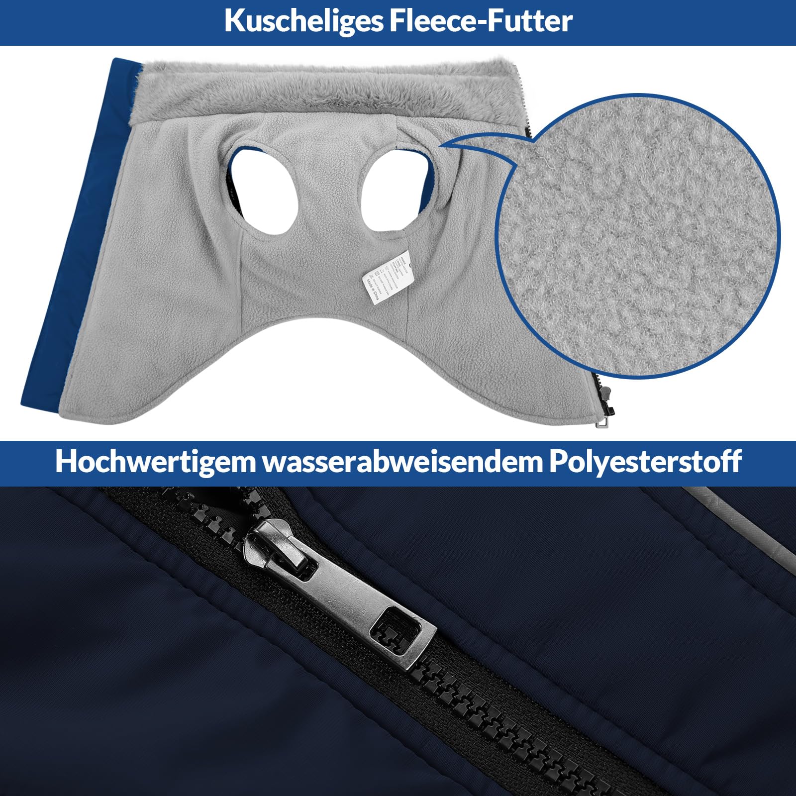 KONVINIT Hundemantel mit Geschirr für große Hunde wie Deutscher Schäferhund, Labrador, Wasserdichter Wintermantel mit Fleecefutter und Reflektoren