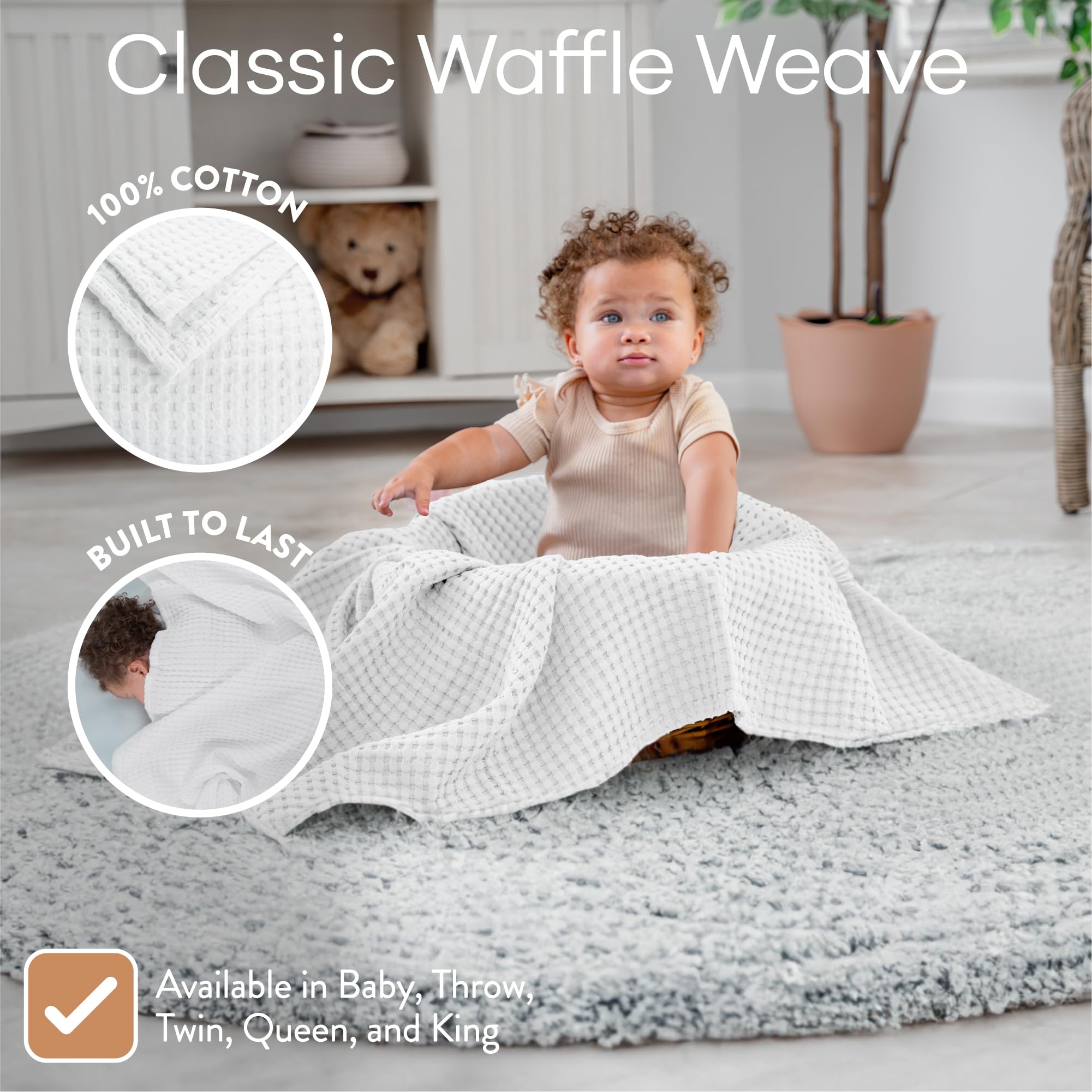 Toddler Blanket Cotton Waffle Weave Thermal Receiving Blanket
