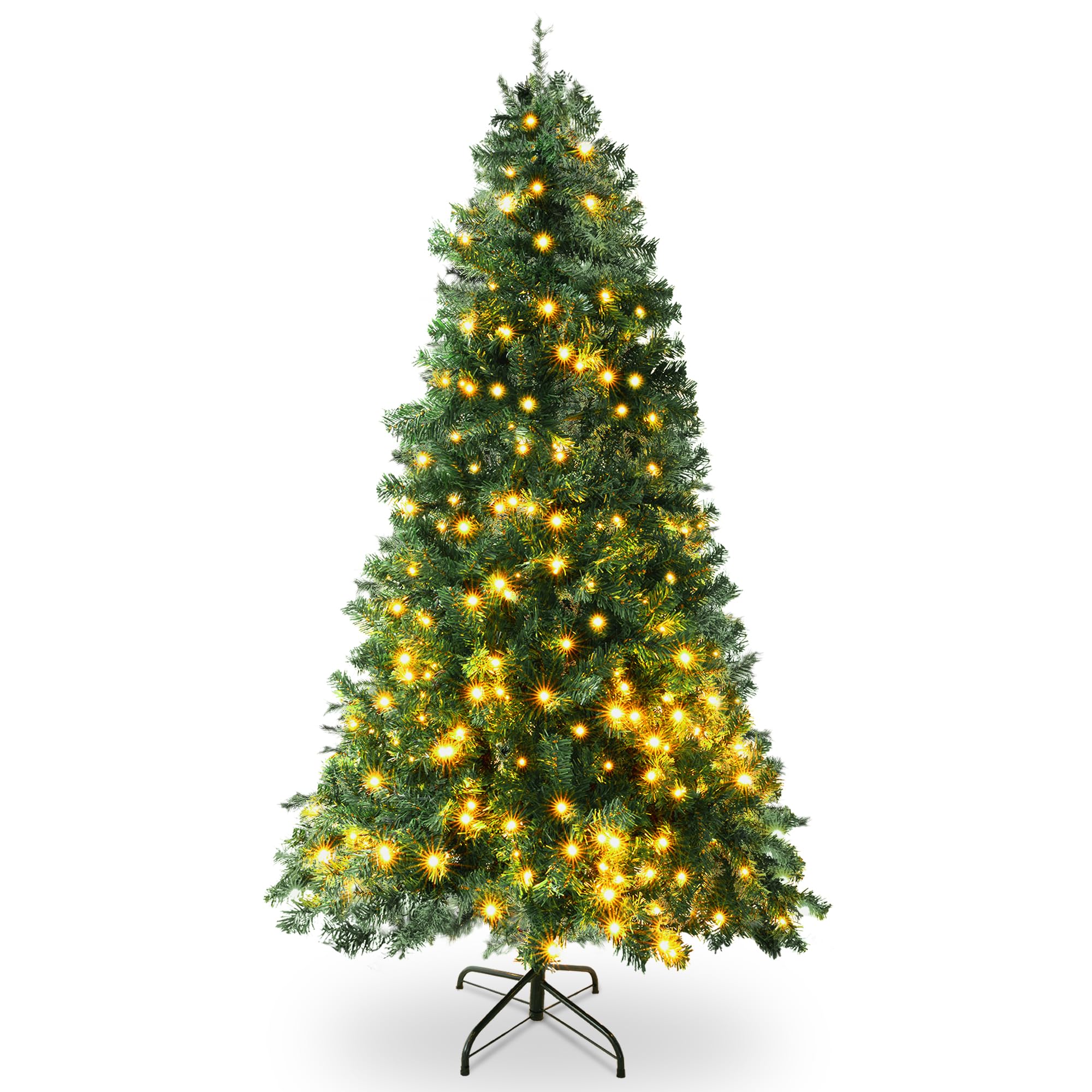 SA Products - 6ft Pre-Lit Christmas Tree – 1,142 Alaskan Pine Tips - Christmas Tree with 400 Vibrant LED Lights, 8 Lighting Modes & Timer, Slim PVC Xmas Tree for Small Spaces & Holiday Decor