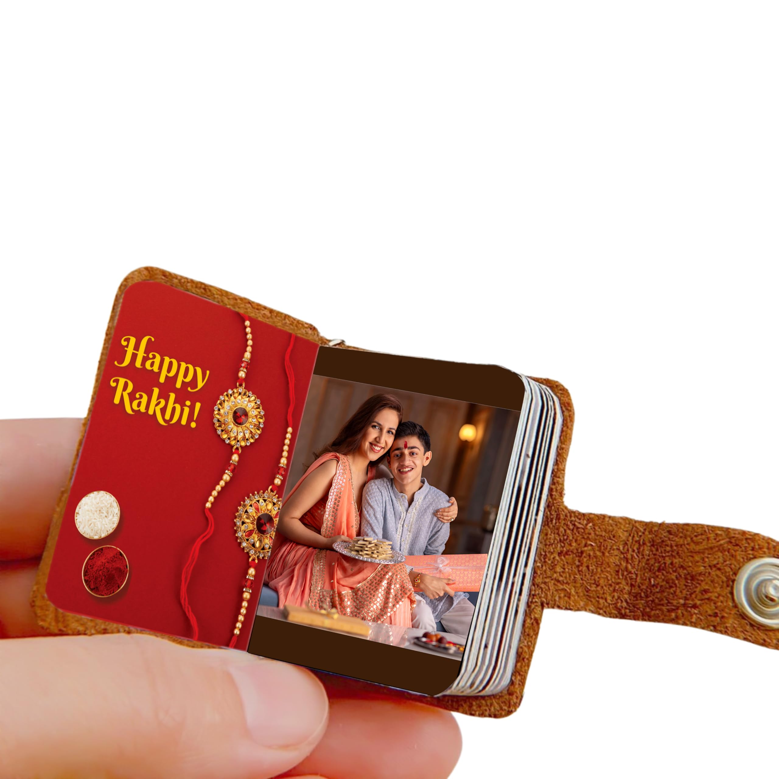 Customized Leather Mini Photo Book with Personalized Text - with 12-24 Photos, Gift for Raksha Bandhan, Brothers, and Sisters,Birthdays, Anniversaries-image-16