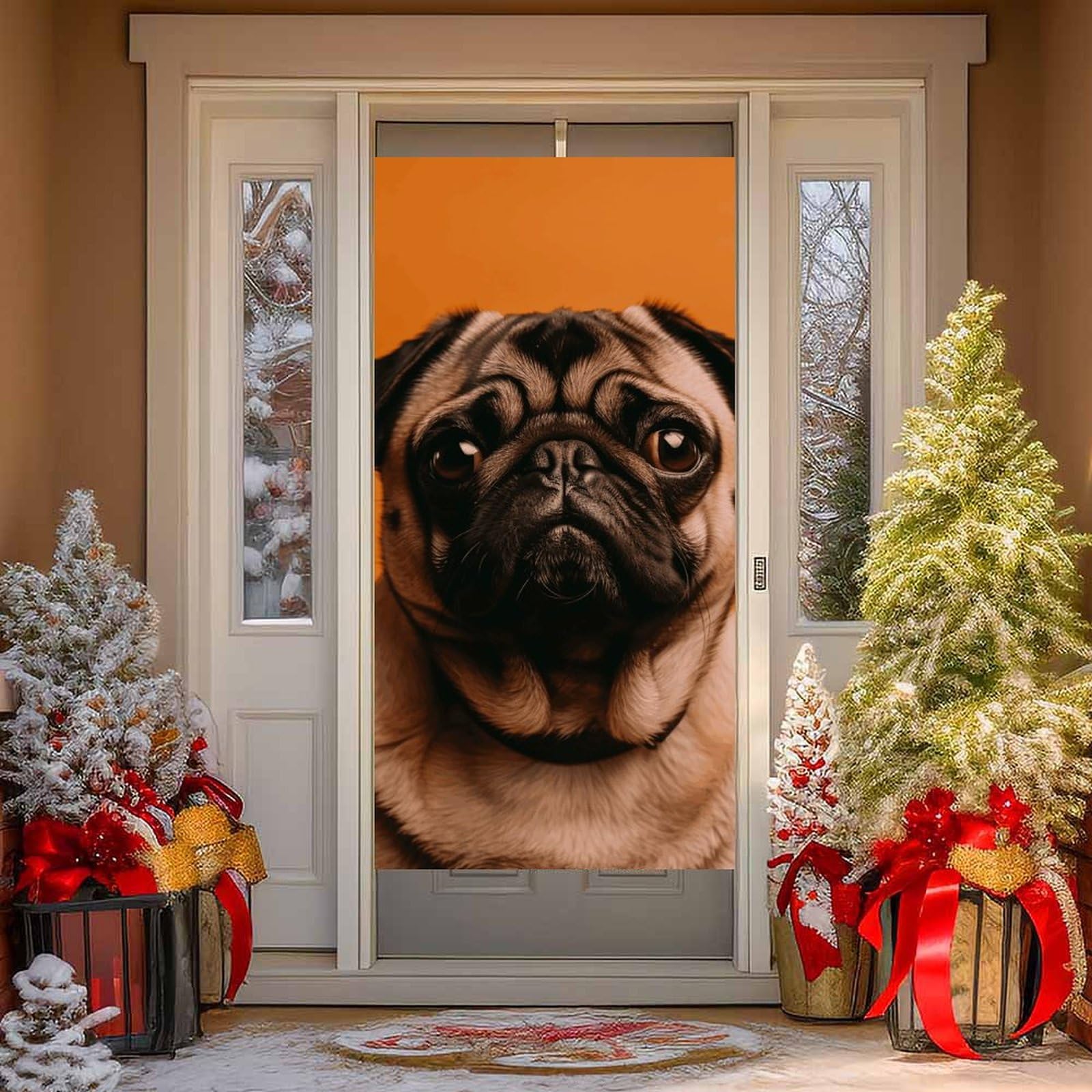 NTVOWPZO A Pug Door Curtains for Doorway Privacy Dividers Door Banner Blackout Curtains Fabric Door Window Curtain for Home Bedroom Kitchen Decor 35.4x70.9 in Decorative Banner