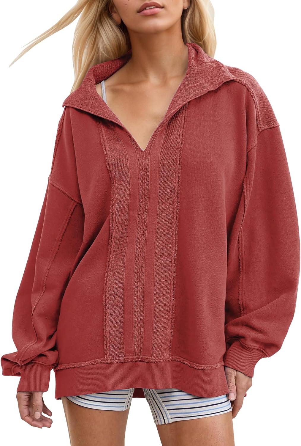 Gacaky Sweatshirt for Women Oversized Casual Open Neck Sweaters Hoodies Comfy Fall Pullover Tops Fashion Outfits Clothes