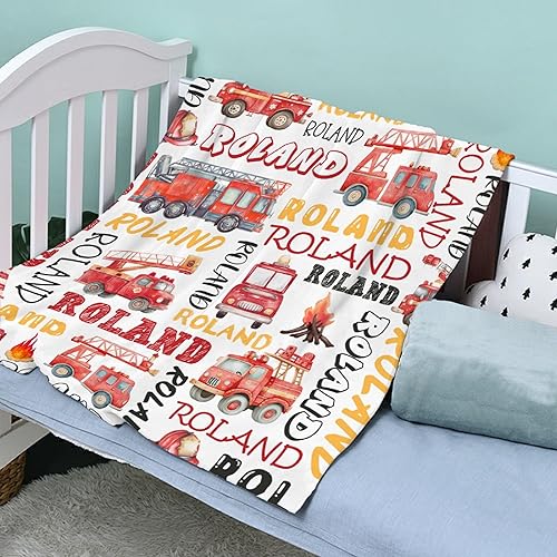 Miniatura 140 de Manta de bebé de bomberos con camión de bomberos, súper suave, manta acogedora para recién nacido, manta de recepción para bebé, manta para cuna, 40