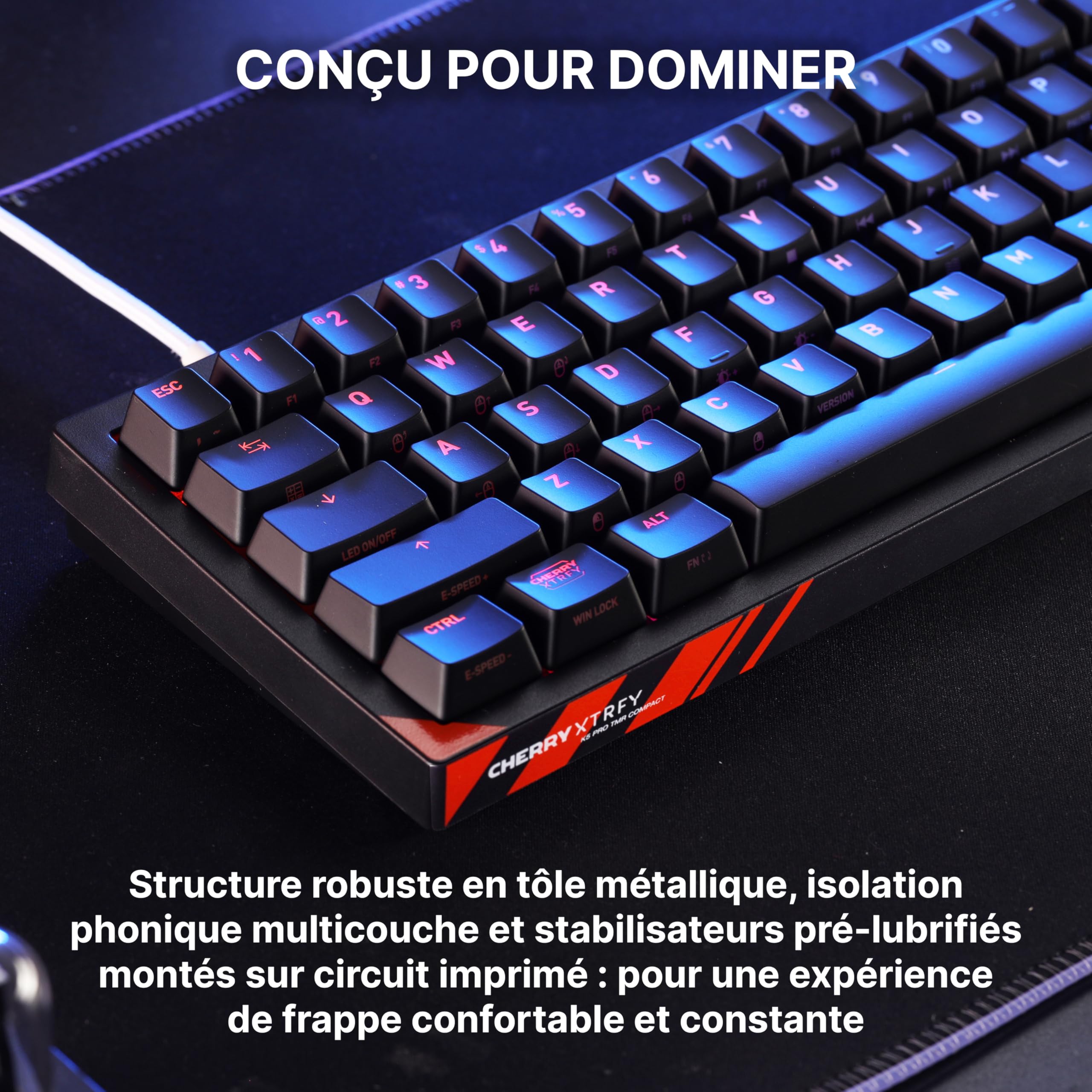 K5 Pro TMR Compact - Clavier Gaming Filaire Magnétique, Switches MK Crystal Personnalisables, Hot-Swap, Rapid Trigger, SnapKey, Atténuation du Son, 8000 Hz, Disposition FR (AZERTY), Noir