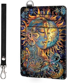 Slim Minimalist Front Pocket RFID Blocking Wallet for Men&Womem, Keep Your Credit Cards and Personal Information Safe, Security Pockets for Business Card Holde, Sun and Moon