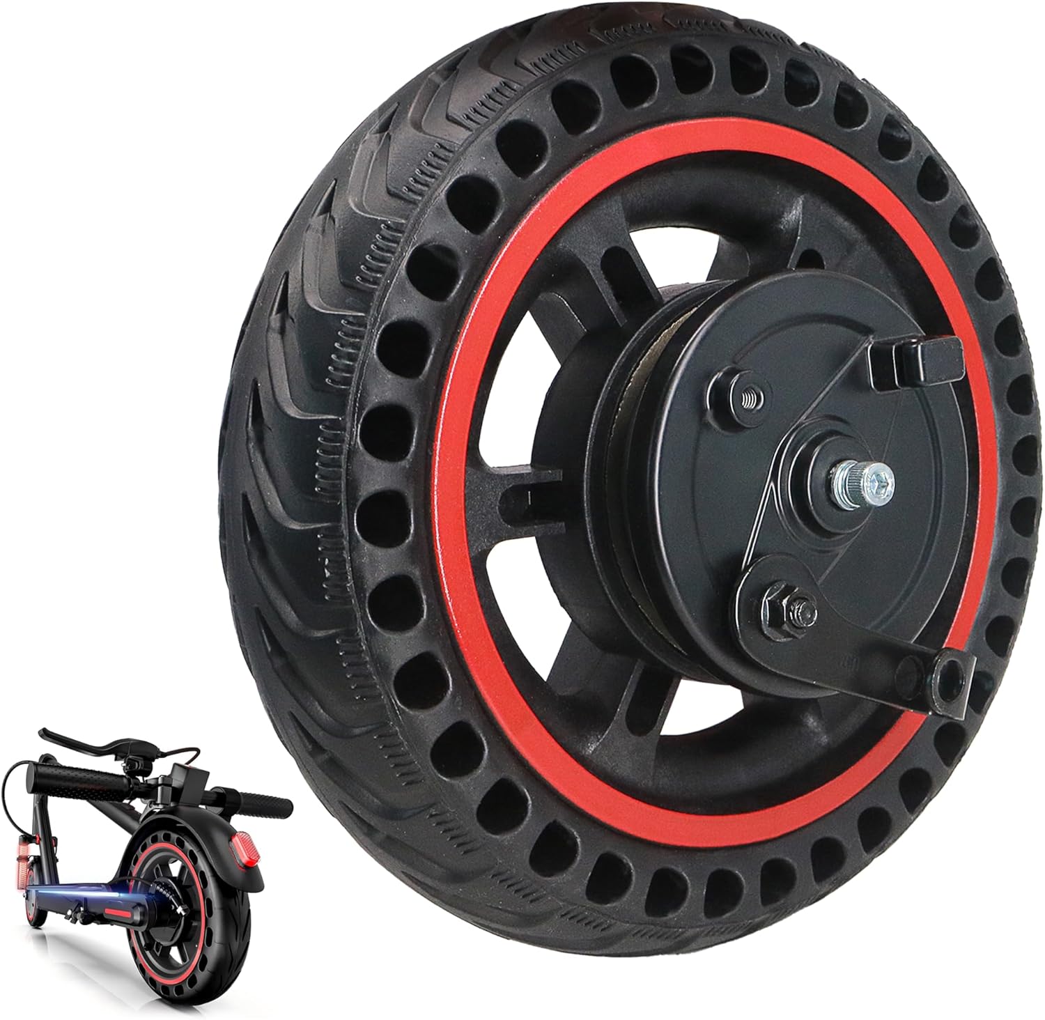 8.5'' Electric Scooter Replacement Wheel – Solid Tire with Hub & Drum Brake | Specially designed for 8.5" DRUM BRAKE Escooter – Fits VOLPAM Q1, MAXSHOT V1, V7, Joyhis: JS03, JS01, NAVIC T3, T5