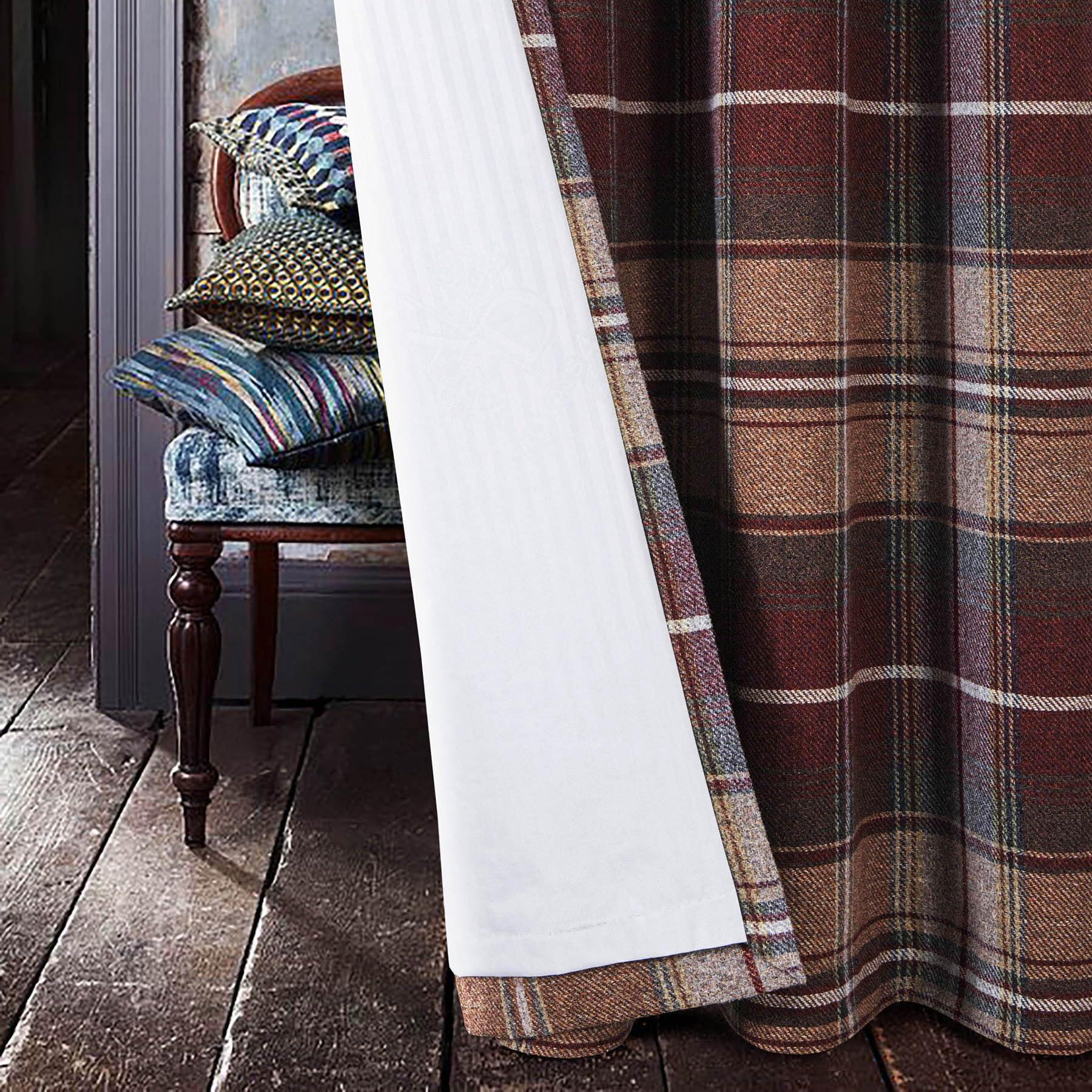 Rideaux Sur Mesure Iliv Lana En Tartan - Cousus Main Lot De 4 Cols