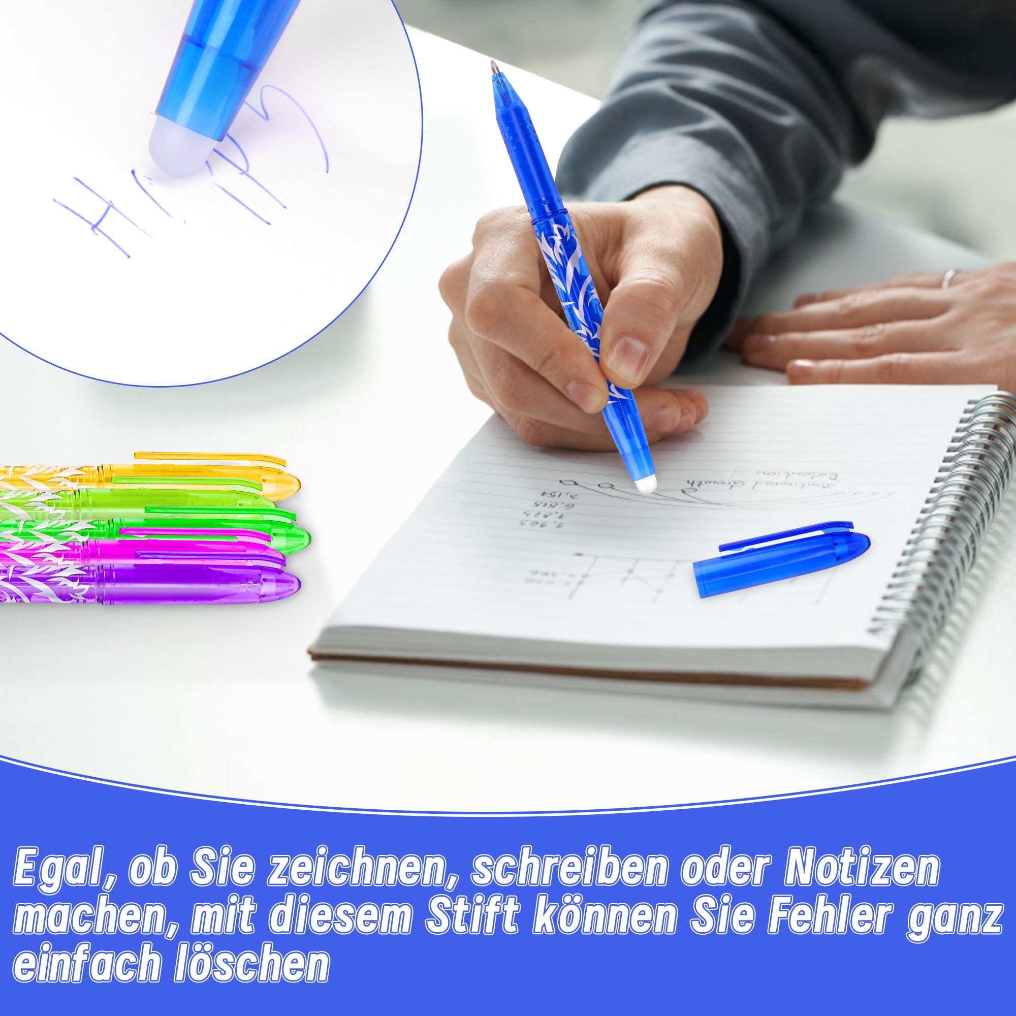 Penne Cancellabili Colorate 24 Pezzi - 6 Colori 0,5 Mm, Frixion Per Scuola, Ufficio E Disegno