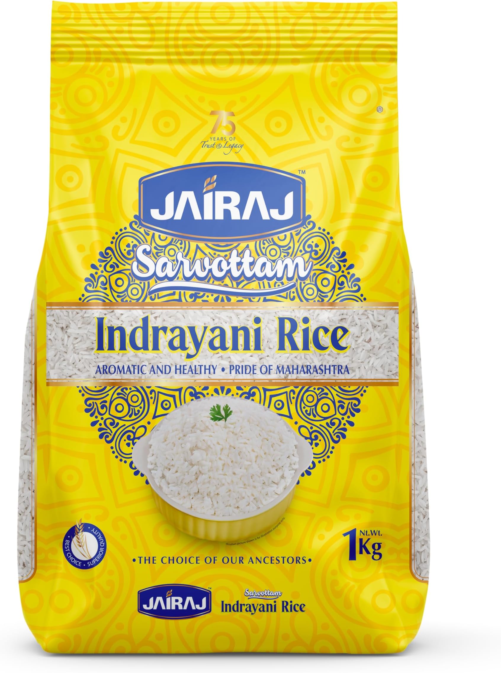 - Jairaj Indrayani Rice 3 kg ( 1kg x 3 ) - Aromatic and Flavorful Grain for Everyday Cooking - Ideal for Traditional Dishes, Balanced Texture and Taste, Maharashtra’s Famous Rice, Aromatic and Wholesome, A Heritage Choice