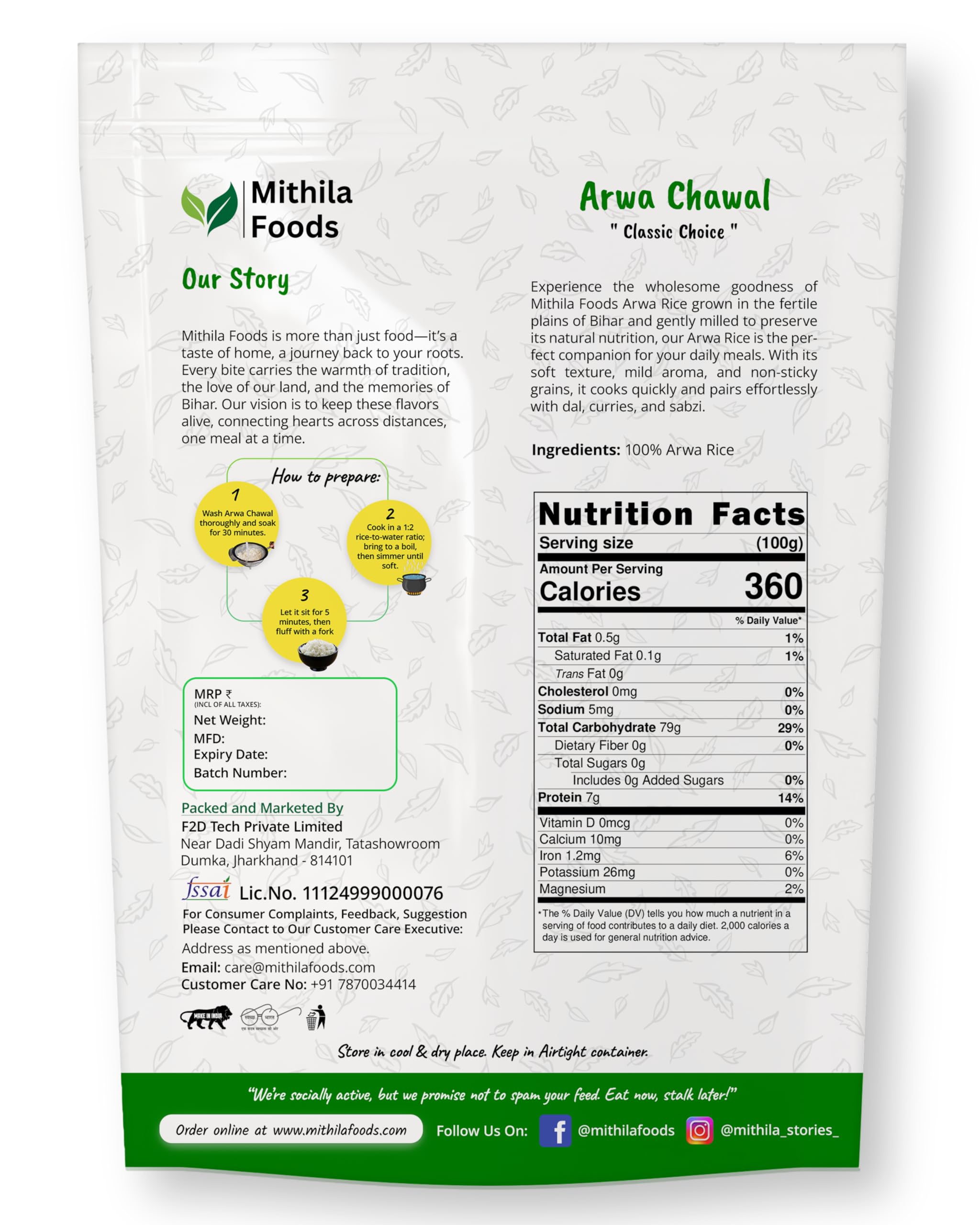 MITHILA FOODS 5 Kg Premium Arwa Chawal | Classic Soft, Fluffy, Non-Sticky Rice Texture | Ideal for Khichdi, Dal-Chawal | No Preservatives |Authentic Traditional Cultural Flavor From Bihar (Value Pack) - Image 2 thumbnail