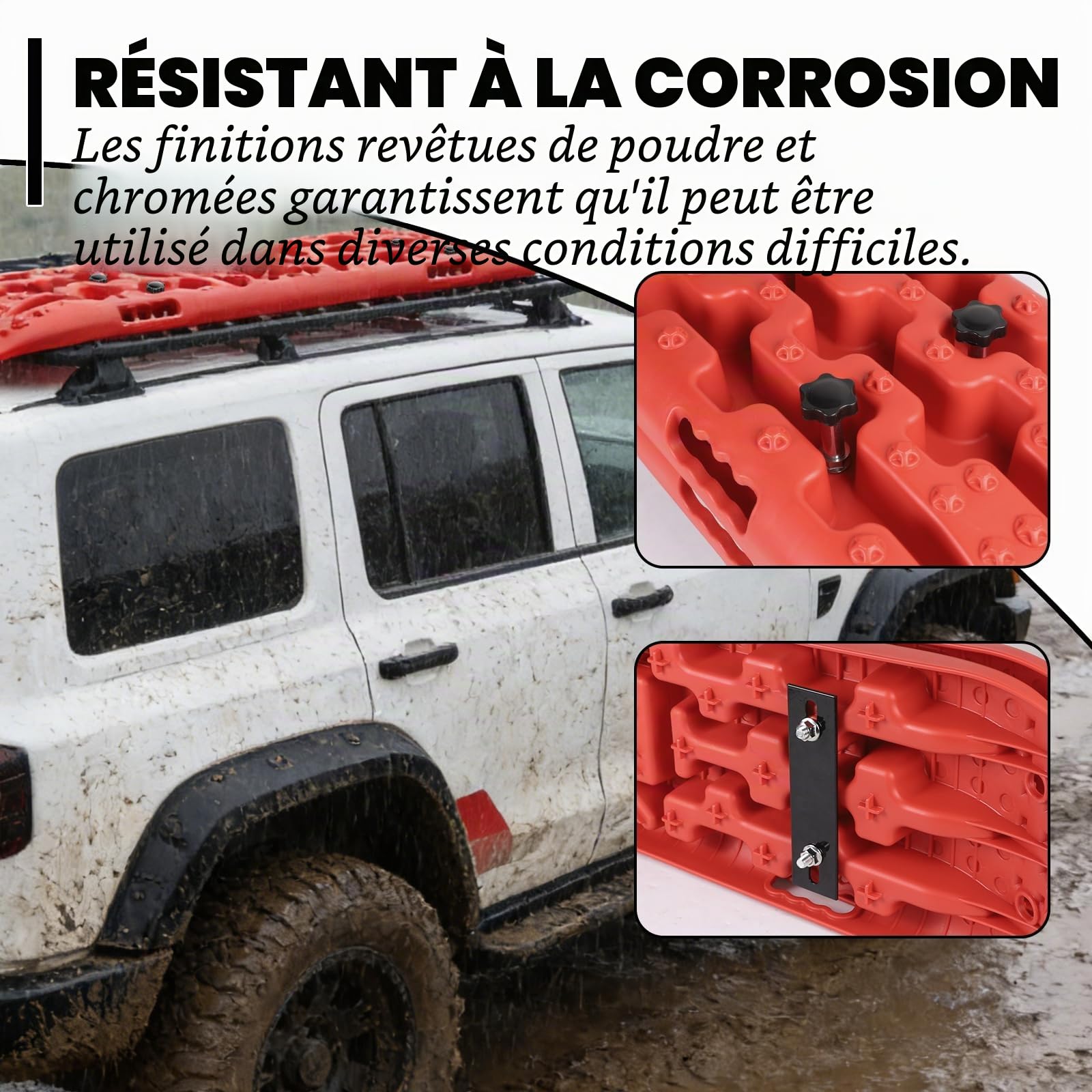 EXLECO Lot de 2 supports pour plaques de sable - Accessoires pour sandboards tout-terrain - Fixation tout-terrain - Pour camping-car - Tapis de traction - Kit de montage pour voiture - Barres de toit