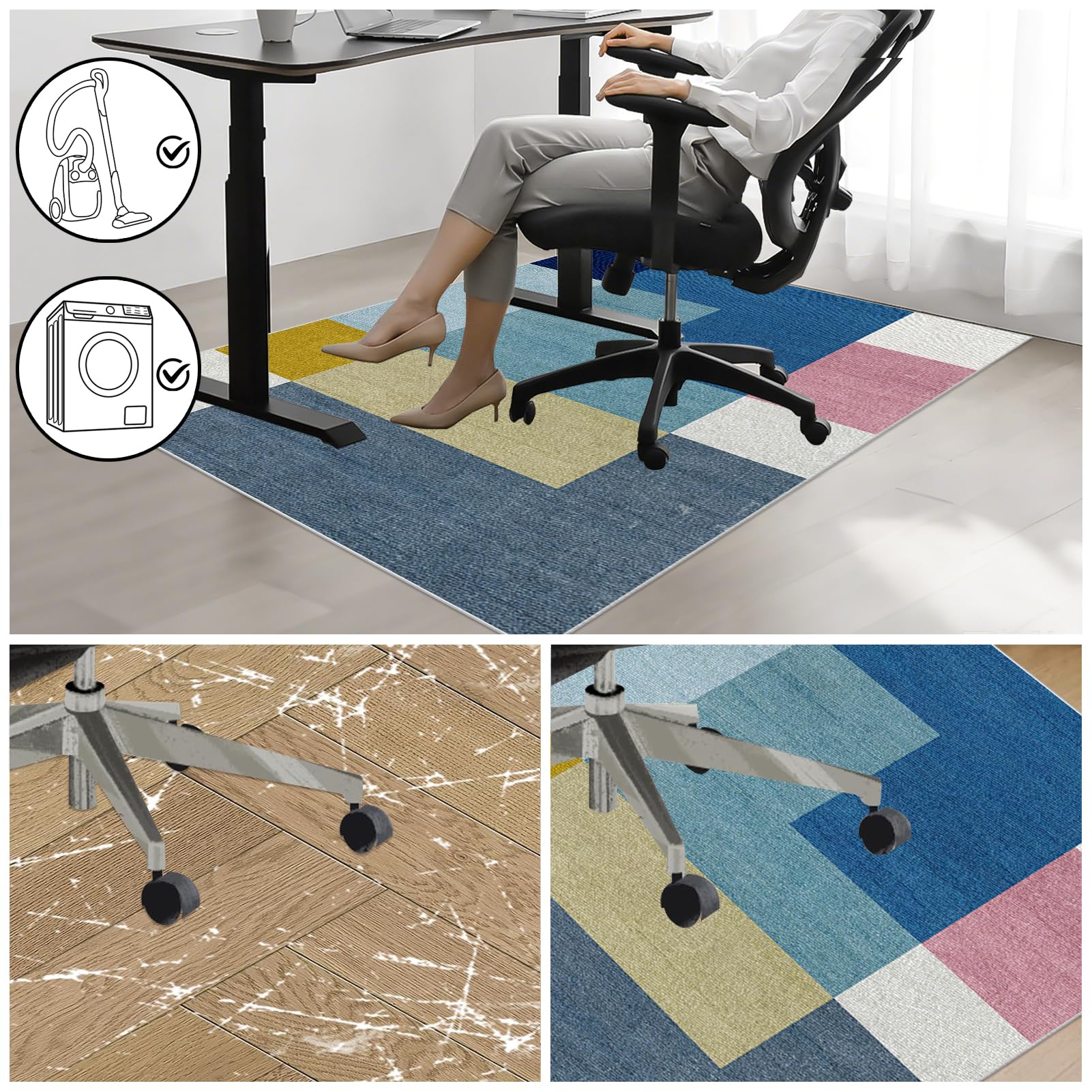 Langlebiger Nonslip Hardwood Bodenschutz für Büro & Gaming Stühle, 130 x 160 cm, multifunktional, ideal für Zuhause & Büro