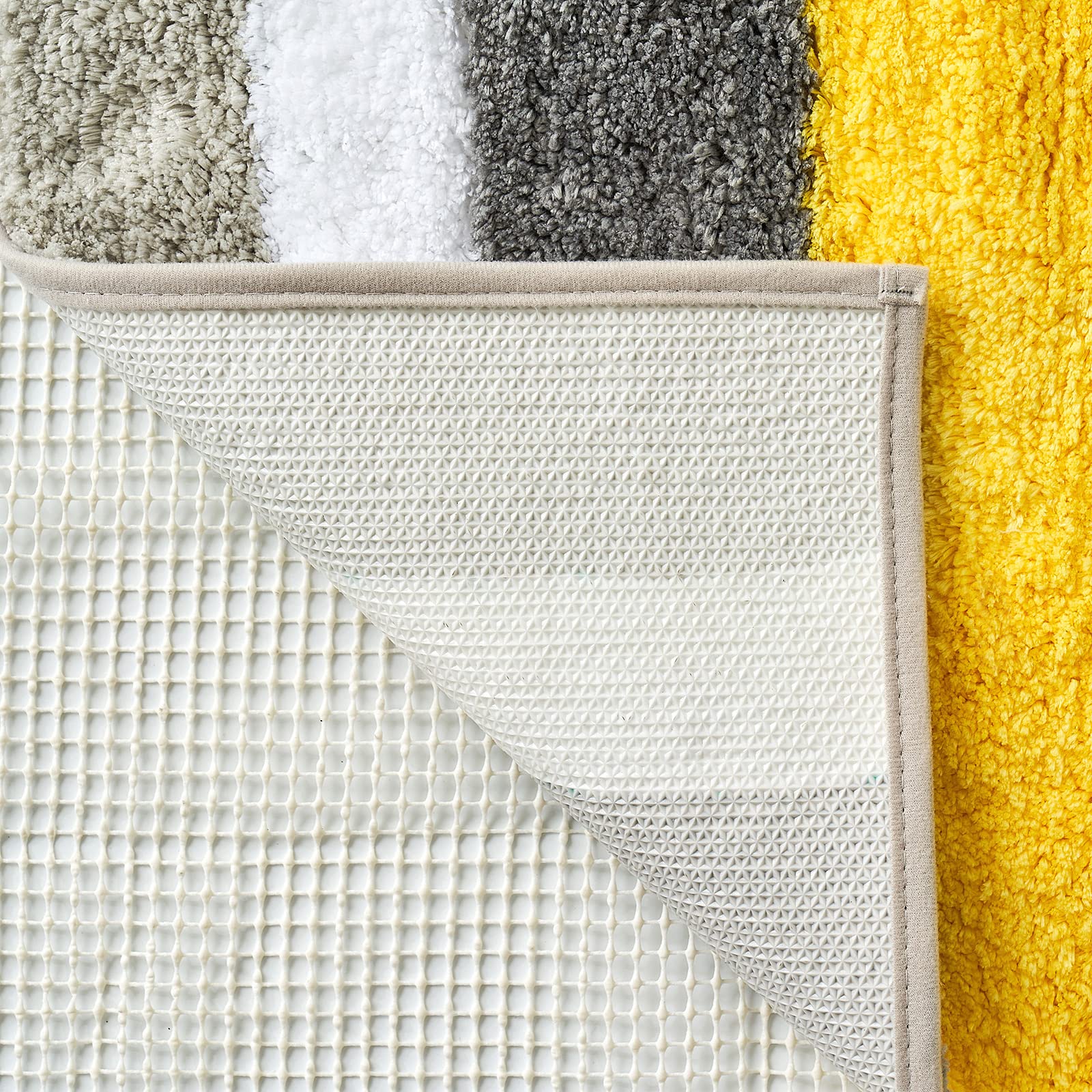 MIULEE Tappeto Morbido in Microfibra Assorbente Giallo Grigio 60x90 cm | 1 Pezzo Tappeto all’Ingresso Casa Lavabile per Bagno Doccia per Soggiorno e Cameretta Bambini Ingresso Interno
