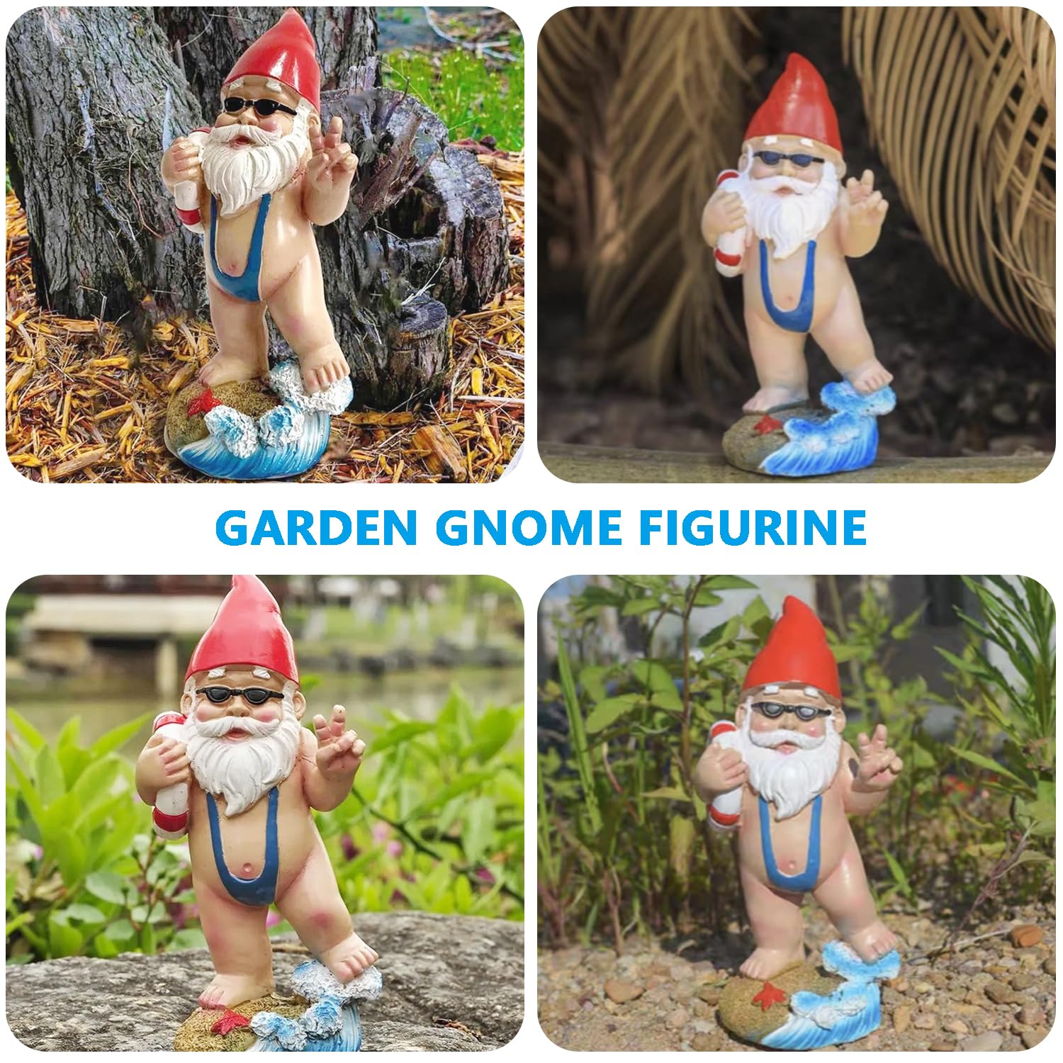Enanitos de Jardin - Duendes de Jardín para Exterior Divertidos, Decoracion Jardin Exterior, Figura de Resina Artesanal para Adorno de Mesa, Balcón, Terraza y Césped (15cm)