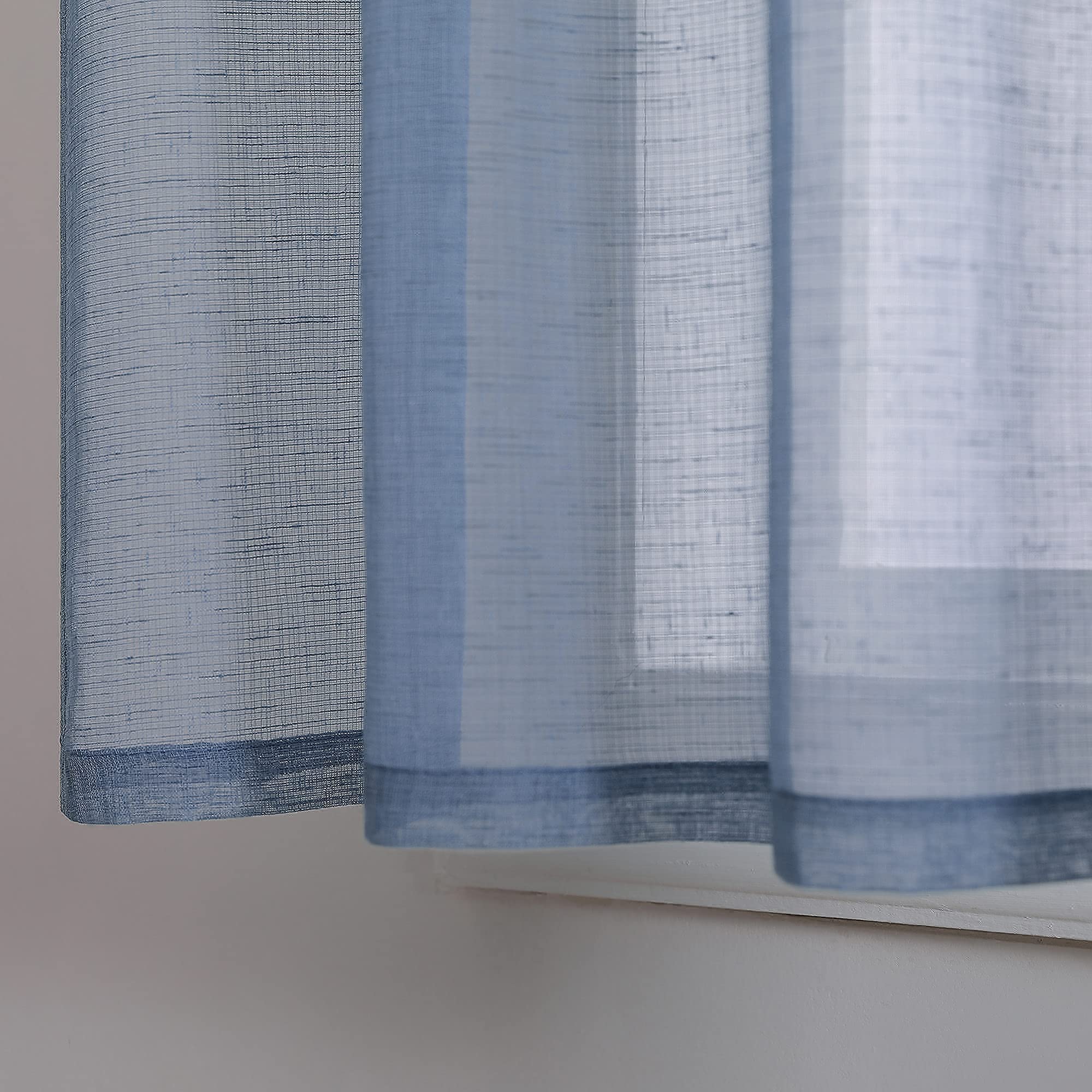 Rideau Court Cuisine Bohème Bleu – Coton Lin Géométrique 150×91 Cm, Style Nature & Lumière