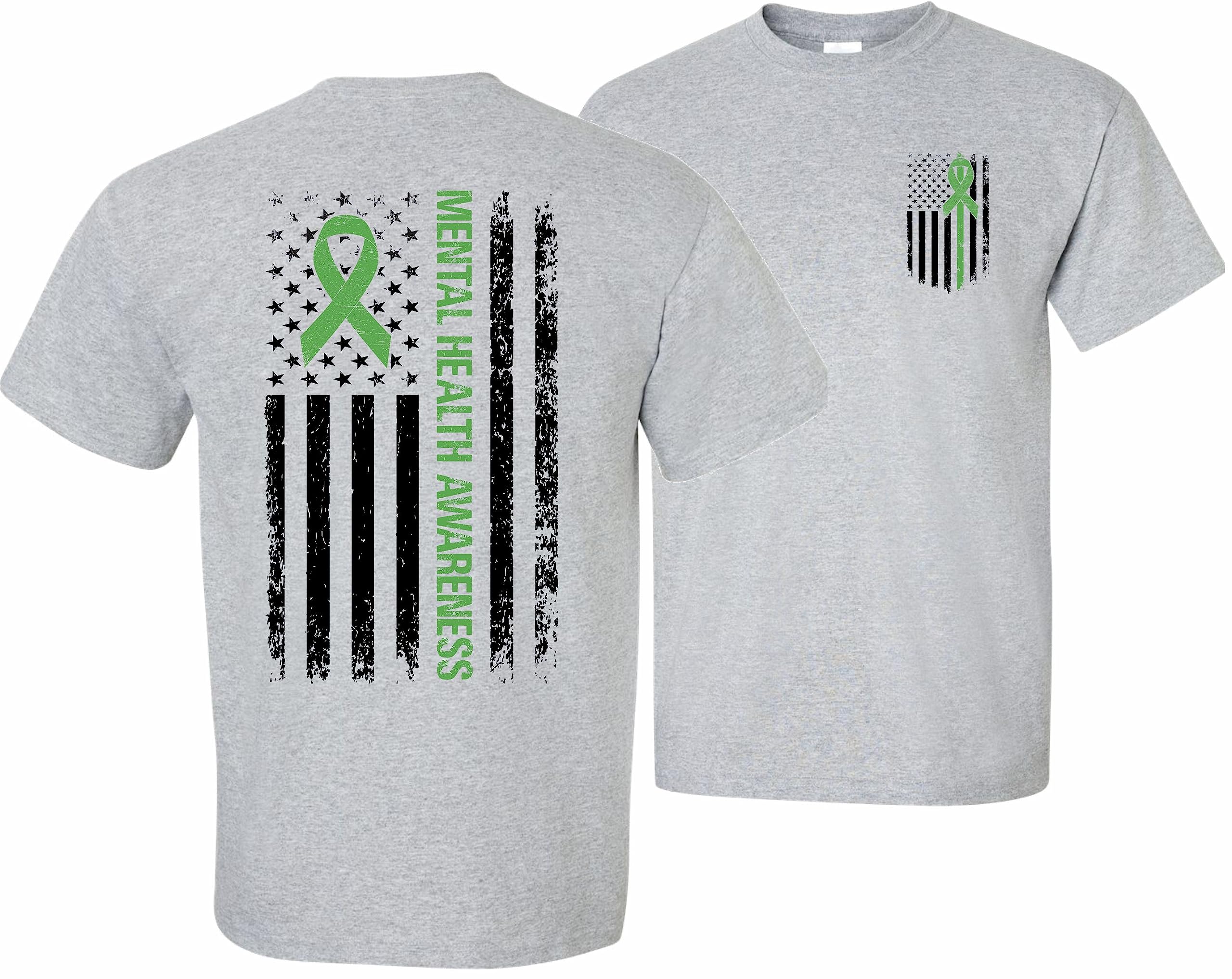 Patriot Apparel CompanyMental Health Awareness Thin Green Line Patriot Apparel T-Shirt Tee Men's Fit