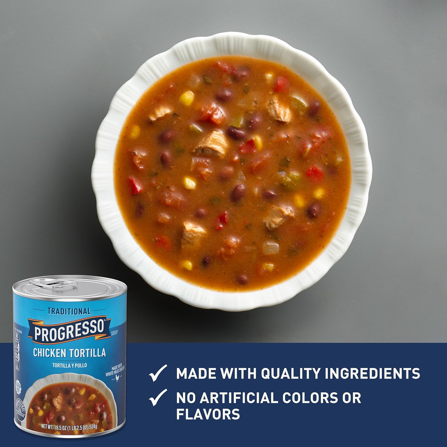 Progresso Traditional, Chicken Tortilla Canned Soup, Gluten Free, 18.5 oz. (Pack of 12)