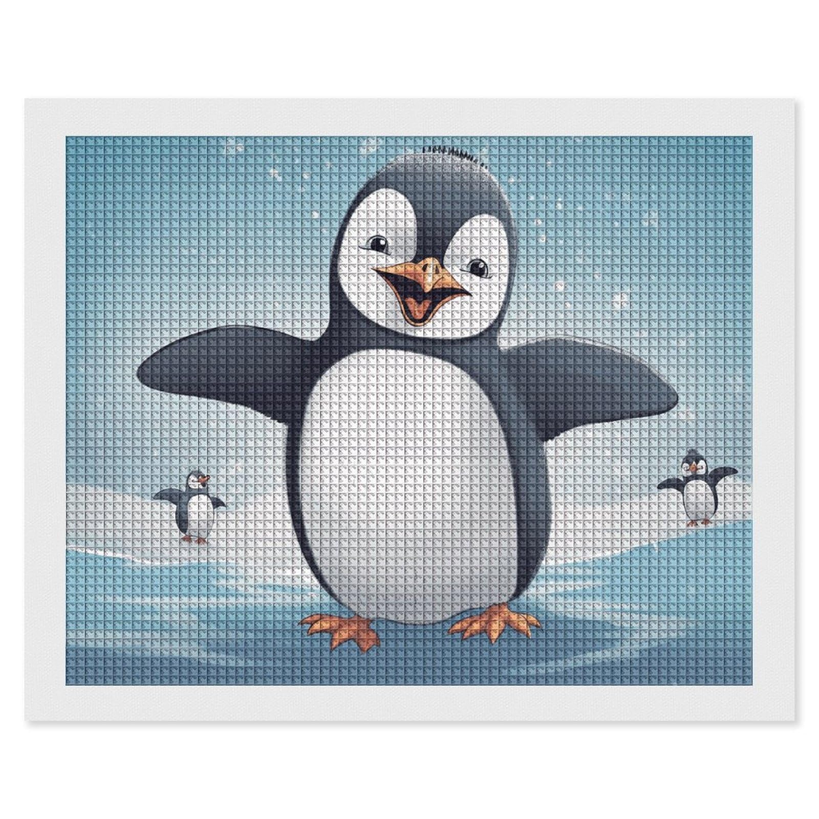 NONHAI Diamond Painting Kits for Adults - DIY Diamond Art Kits for Beginners - Full 5D Paint Drill Diamond Dots Paintings- Happy Penguin Diamonds Pictures Gem Art and Craft Wall Decor 16"x20"