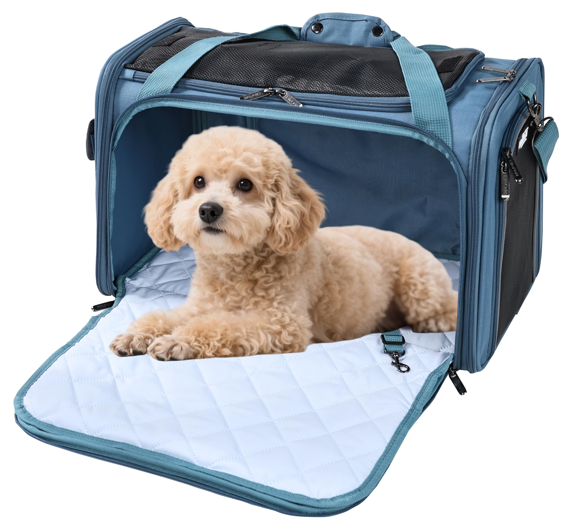 EliteField Deluxe Soft-Sided Pet Carrier (3 Year Warranty, Airline Approved), Travel Bag for Dogs, Cats & Small Pets, with Expandable Mat