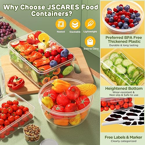 Miniatura 4 de JSCARES 40 recipientes de almacenamiento de alimentos con tapas herméticas (20 tapas y 20 contenedores), recipientes a prueba de fugas para