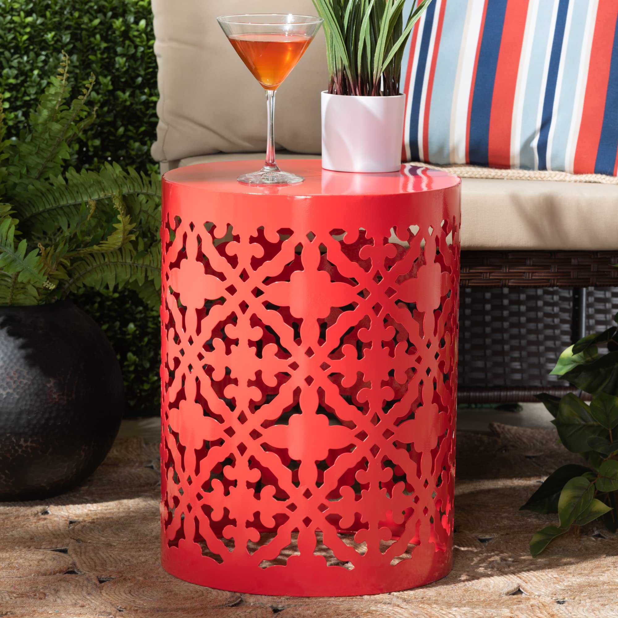 Baxton StudioJamila Outdoor Side Tables, Red