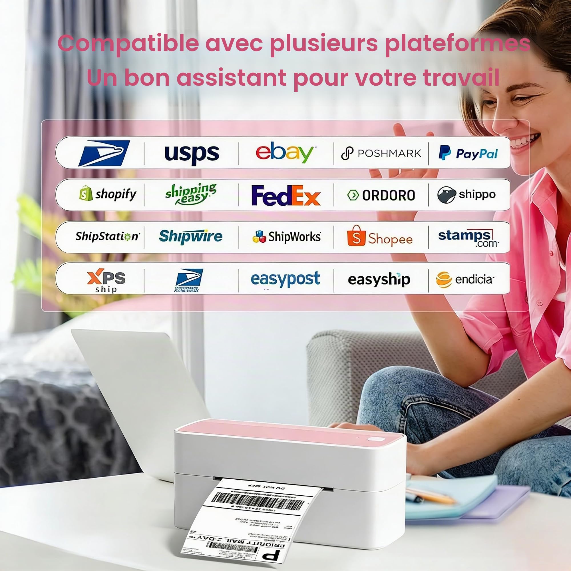 Phomemo 241BT Imprimante Thermique Étiquette 4x6, Bluetooth USB, Compatible Smartphones Windows Mac