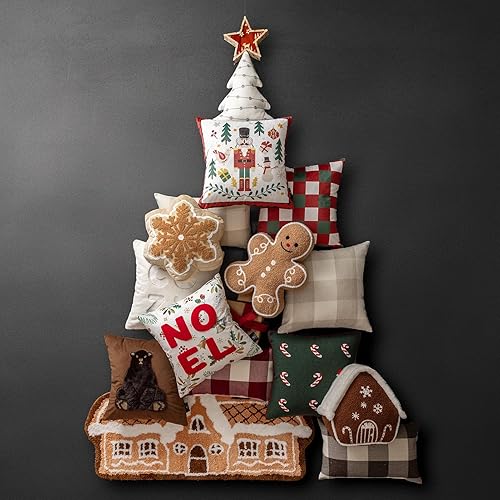 Miniatura 6 de Phantoscope Almohada de felpa con forma de pan de jengibre con la frase "Merry Christmas", almohada decorativa de Navidad para sofá, sala de estar,