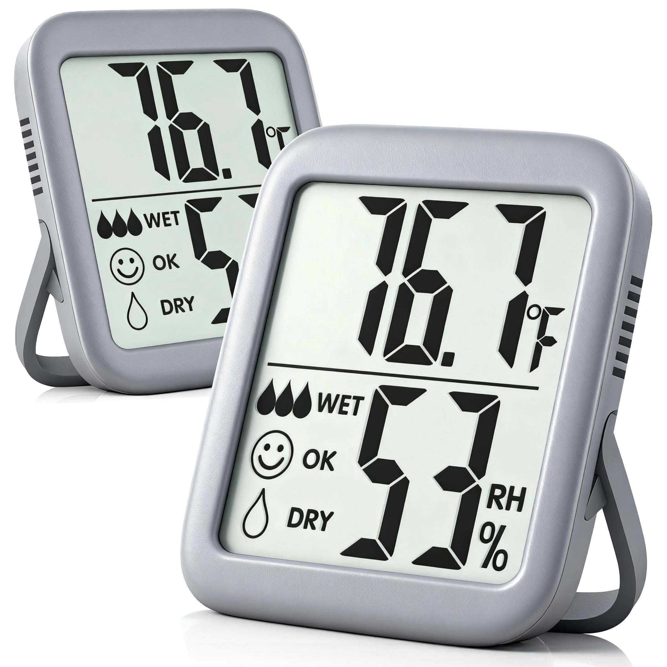 Antonki 2 Pack Room Thermometer for Home, Hygrometer Indoor Humidity Meter Gauge, Digital Temperature and Humidity Sensor Monitor for House, Terrarium, Incubator, Greenhouse - Battery Included