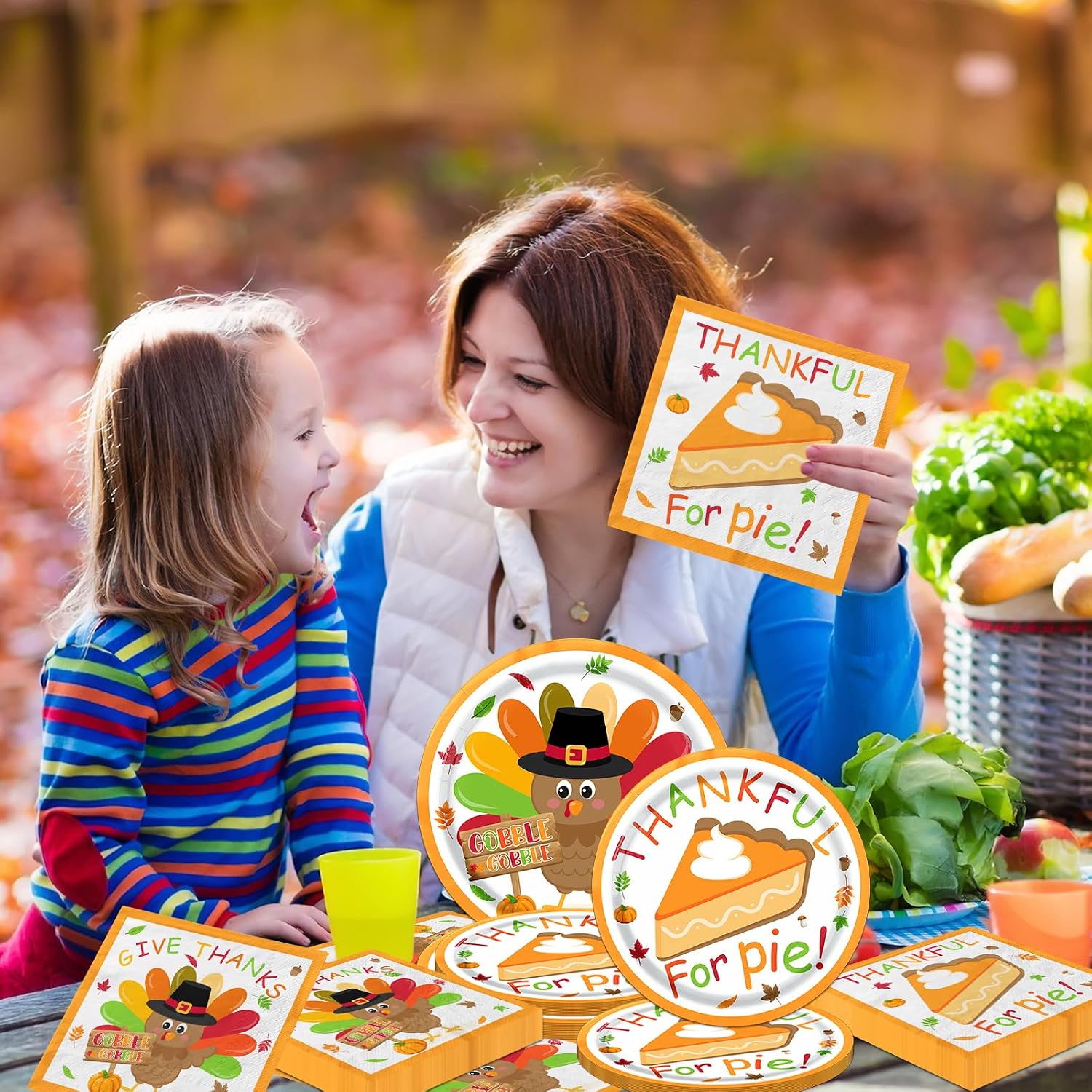 Turkey Thanksgiving Party Decorations Tableware,Turkey Paper Plates and Napkins for Fall Themed Thanks Giving Decor