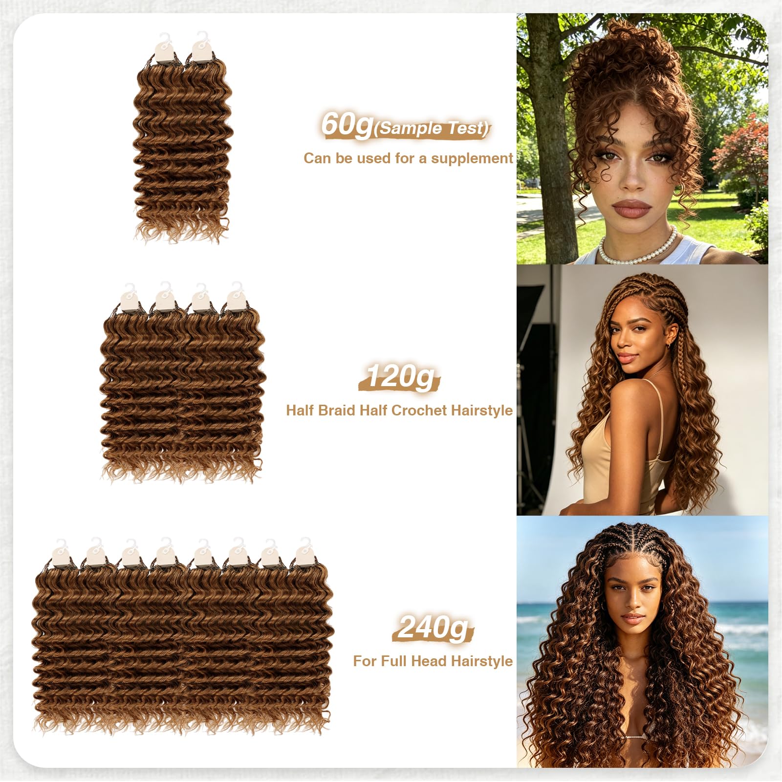 20 Inch Human Hair Extensions Deep Wave Pre-Separated 50 Strands 20 Inch Human Hair Extensions Deep Wave Pre-Separated 50 Strands main image 2